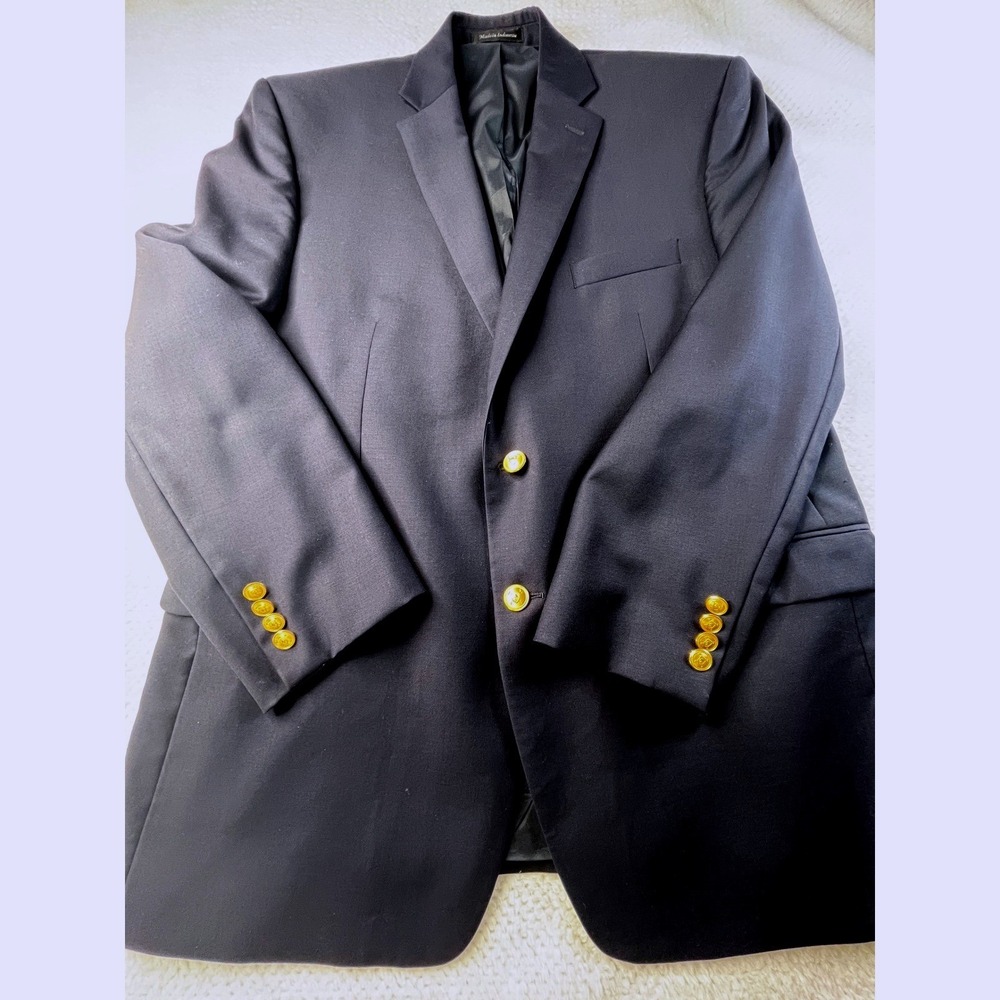 Lauren Ralph Lauren Navy Blue 46 Blazer Gold Crest Buttons Sport Coat Jacket
